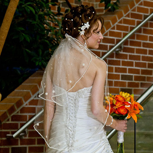 Double Tiered Veil with Pearl Edging