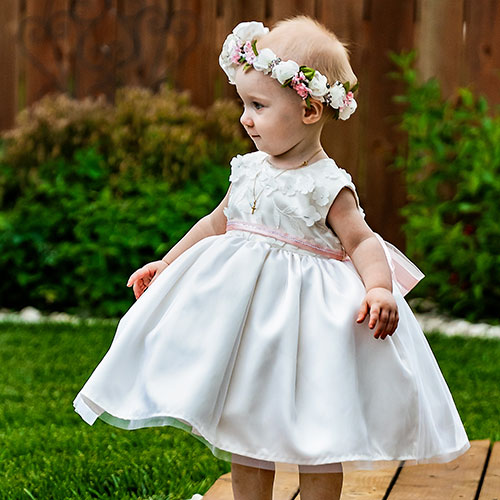 Flower Girl Dress with matching Halo & Diaper Cover